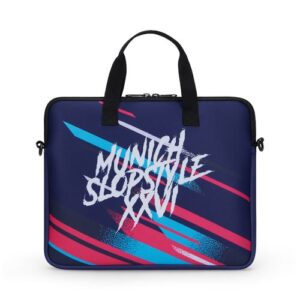 Pochette pour ordinateur portable en néoprène sublimé avec fermeture éclair et pochette arrière