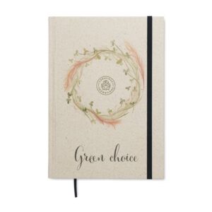 Carnet A5 à couverture rigide en papier d'herbe avec feuilles imprimées selon votre design
