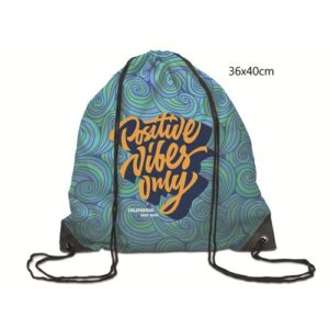 Sac à cordon en PET recyclé en couleur avec coins en PU