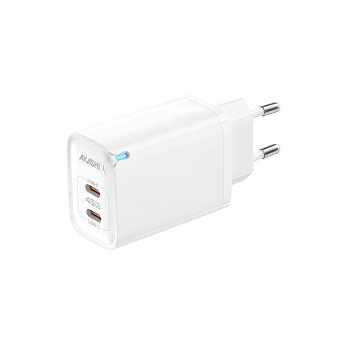 TSUKI - CHARGEUR SECTEUR GaN 45W 2 USB TYPE-C - BLANC