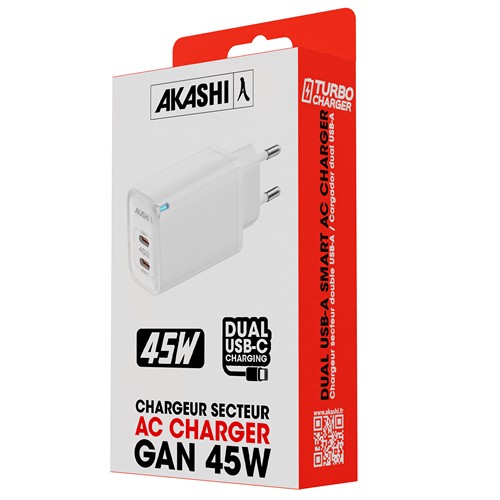 TSUKI - CHARGEUR SECTEUR GaN 45W 2 USB TYPE-C - BLANC – Image 3