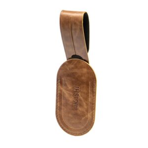 ETIQUETTE BAGAGE EN CUIR VERITABLE MARRON FONCE