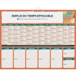 EMPLOI DU TEMPS EFFACABLE