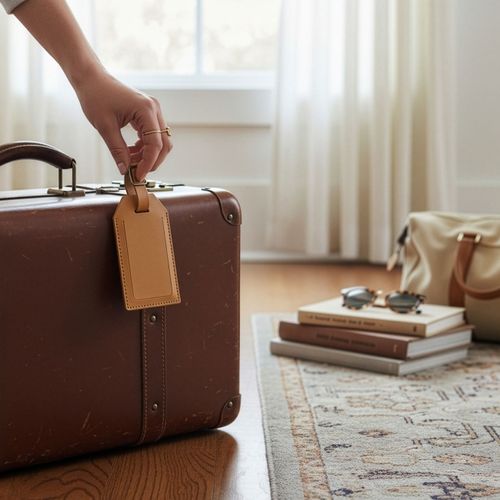 Etiquette bagage cuir régénéré MILOU – Image 4