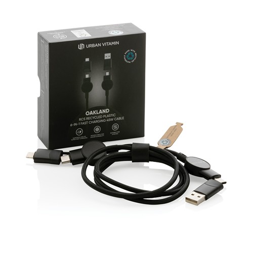 Câble Oakland 6-in-1 à charge 45W en plastique recyclé RCS – Image 3