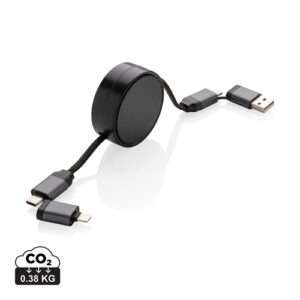 Câble 60W rétractable 6 en 1 en aluminium recyclé Terra RCS