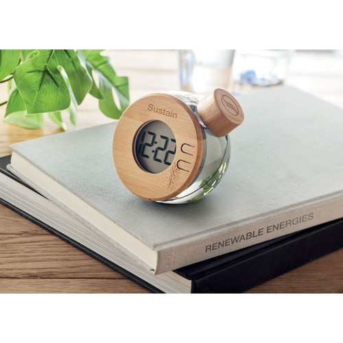 DROPPY LUX Horloge à eau LCD en bambou – Image 4