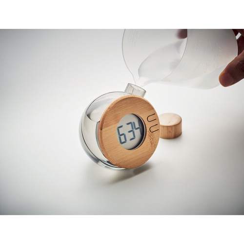 DROPPY LUX Horloge à eau LCD en bambou – Image 5