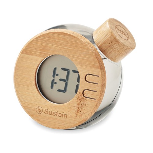 DROPPY LUX Horloge à eau LCD en bambou – Image 3
